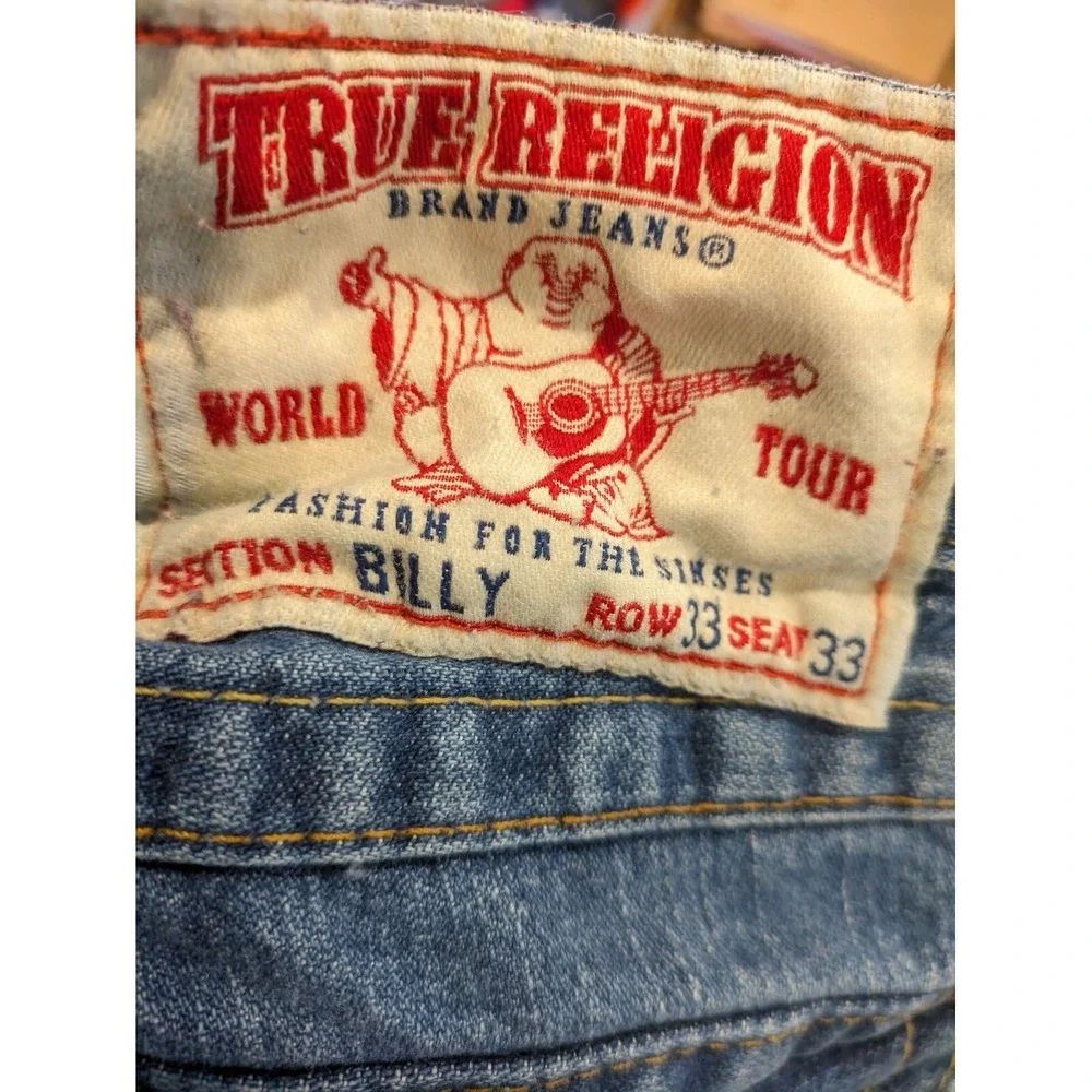 True Religion Mens Billy Super T Stitch‎ Bootcut Jeans size 33 x Measure 33X29